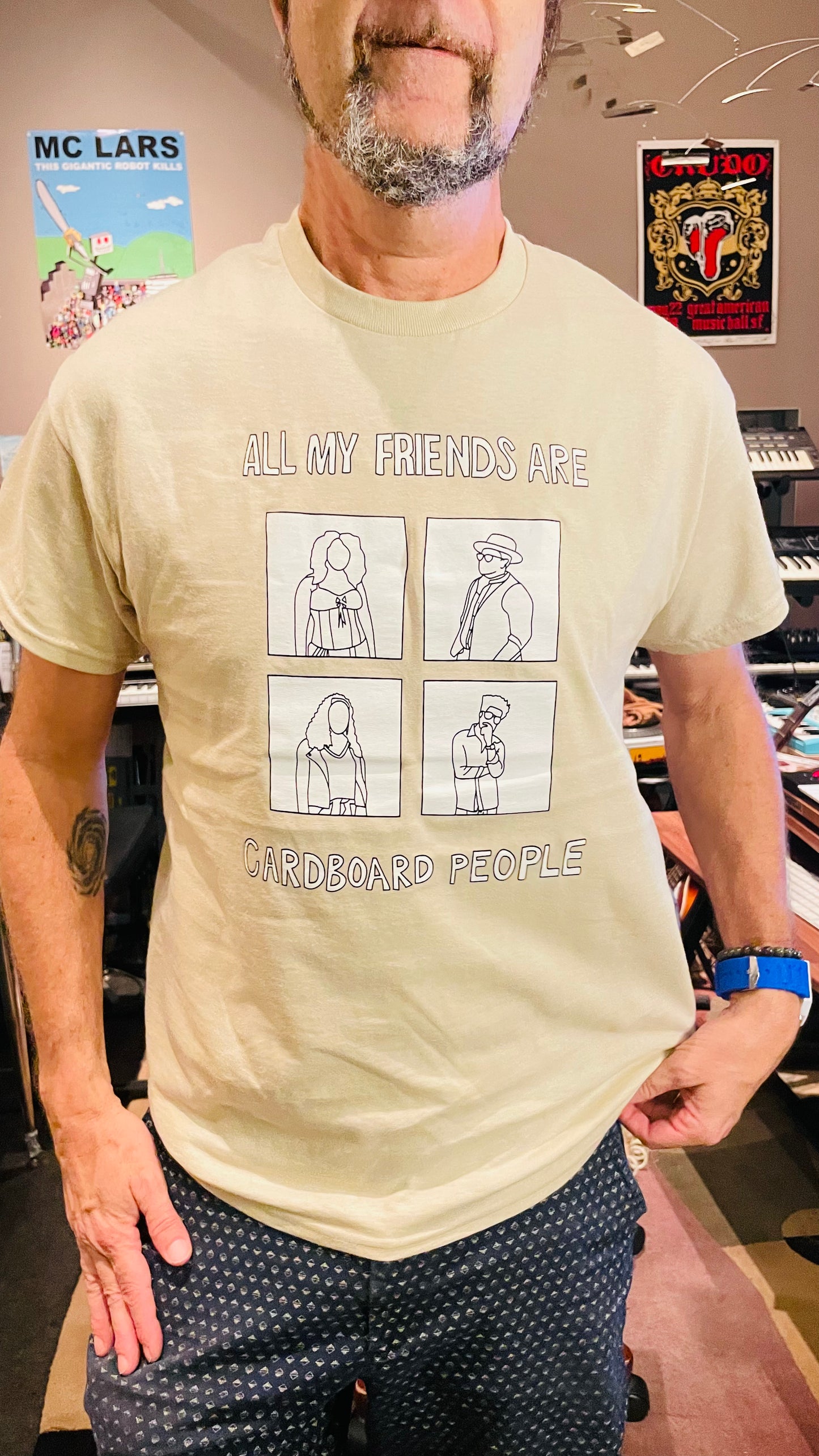 All My Friends Are Cardboard People Tee - Sand